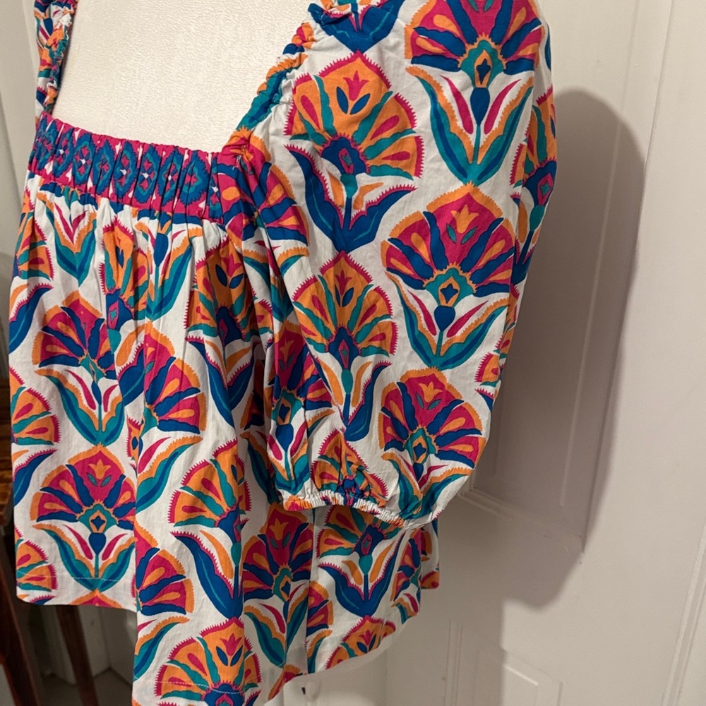 Printfresh Multicolor Floral Boho Blouse Puff Sle… - image 2